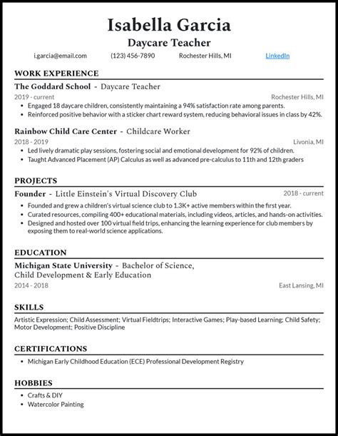 3 Daycare Teacher Resume Resume Examples Made for 2023