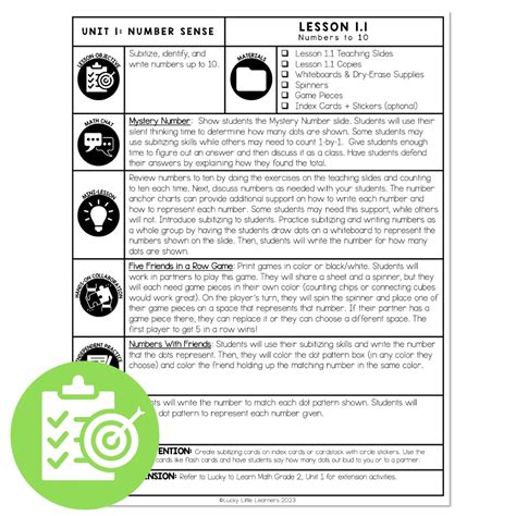 Lucky To Learn Math 1st Grade Lesson 11 Numbers To Ten Lesson