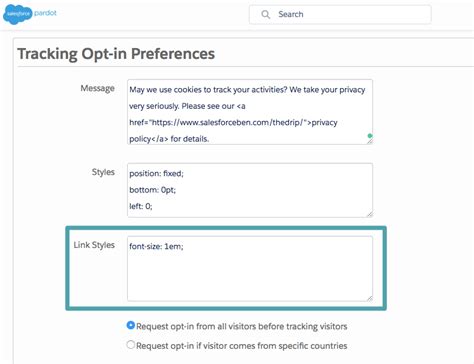 Styling Your Pardot Visitor Tracking Opt In Banner In 6 Easy Steps