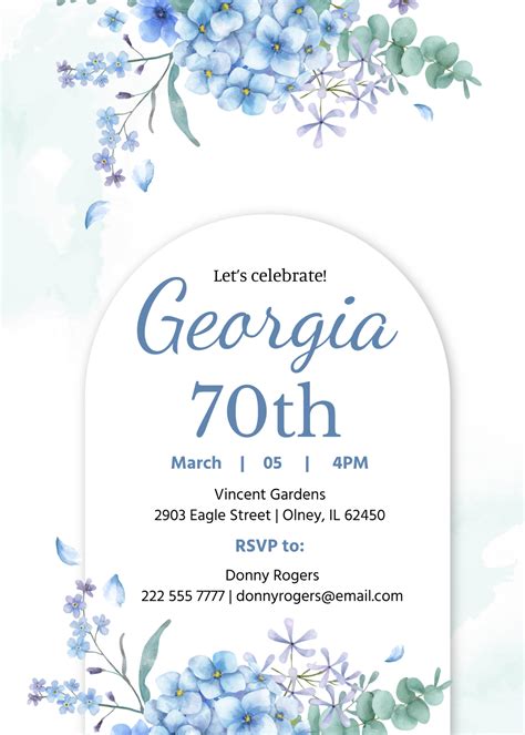 Free Printable 70th Birthday Invitation To Customize Online