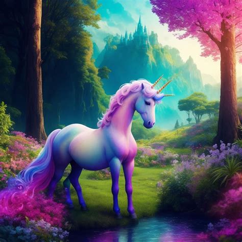 Premium Ai Image Unicorn Magical Look