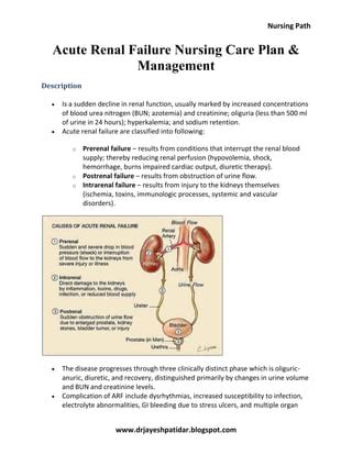 Acute Renal Failure Nursing Care Plan Management Pdf