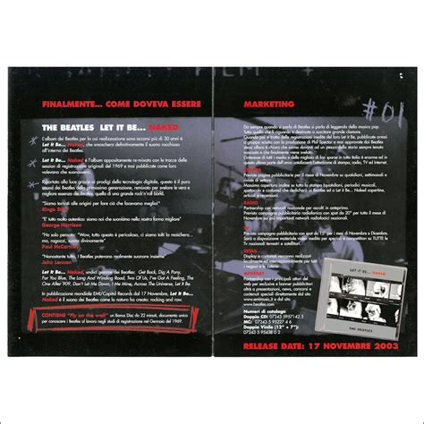 The Beatles Let It Be Naked Promotional Booklets Tracks