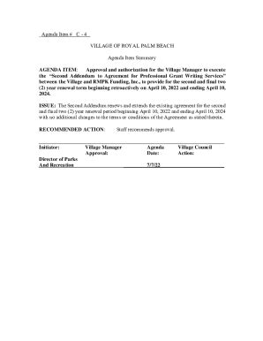 Fillable Online Agenda Item C 4 VILLAGE OF ROYAL PALM BEACH Fax