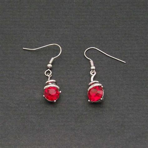 Boucles D Oreilles Perle Rouge Zirconium