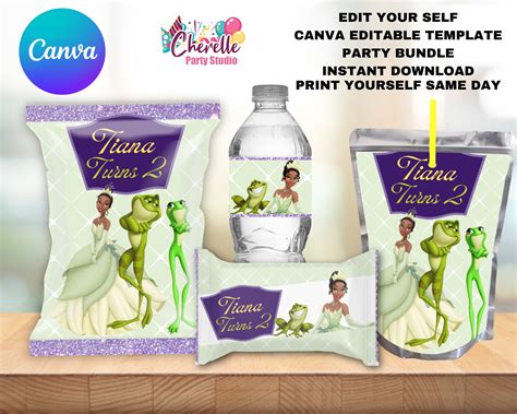 Princess Tiana Party Bundle Tiana Party Favors Etsy