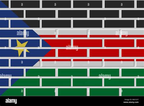 South Sudan Painted Flag Patriotic Brick Flag Illustration Background