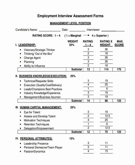 Employment Skills Assessment Template New 47 Assessment Form Examples Mission Statement