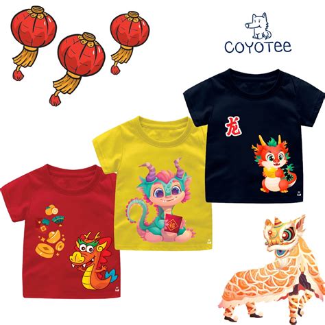 Jual Baju Kaos Imlek Bayi Anak Dan Dewasa Seri Cute Dragon Lucky New