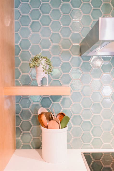 Coastal Blue Hexagon Tile Backsplash Fireclay Tile