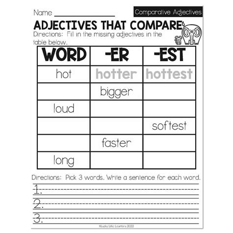 Adjectives Er And Est Worksheets Adjectiveworksheets