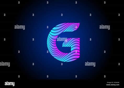 G Pink Blue Alphabet Letter Logo Icon For Business Curly Line Design