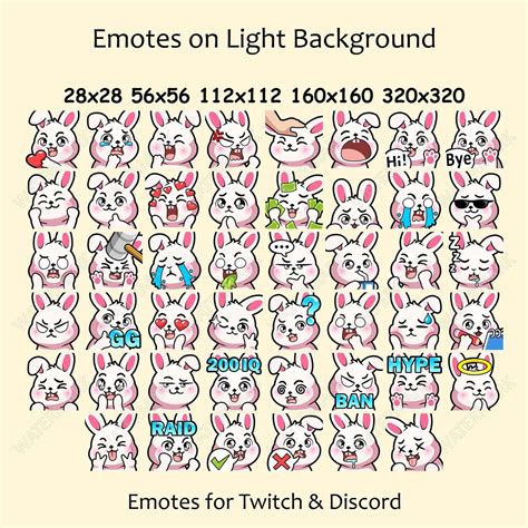 White Bunny Emotes X 46 For Twitch And Discord Emote White Rabbit Twitch