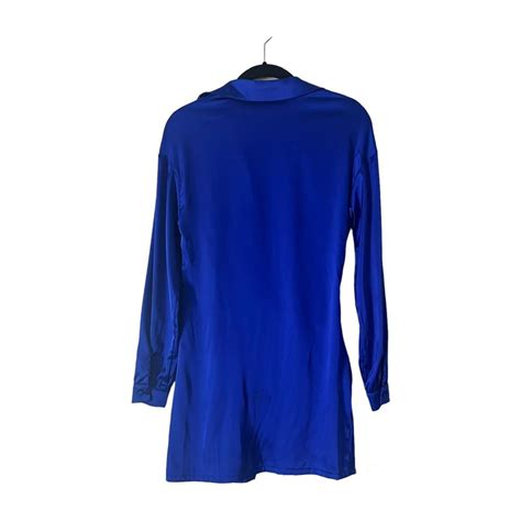 Royal Blue Satin Wrap Dress From Mable Size S 97 Depop