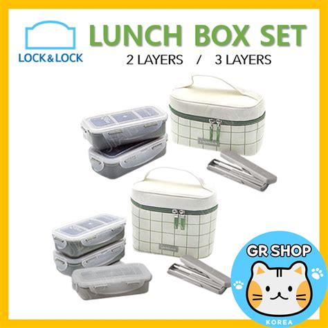 LocknLock Modern Check Green Lunch Box Set 2 Layers 3 Layers