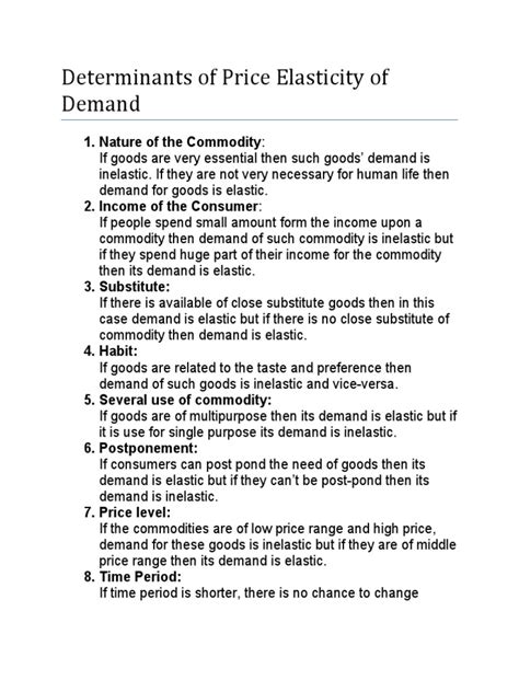 Determinants of Price Elasticity of Demand | PDF | Demand | Price ...