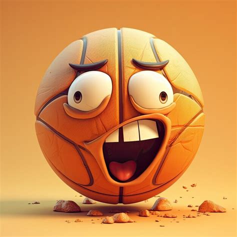 Premium Photo | A basketball ball with a funny face on an orange background