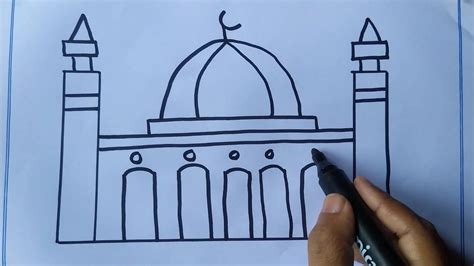 How To Draw A Mosque Step By Step Easy Drawing Draw A Mosque