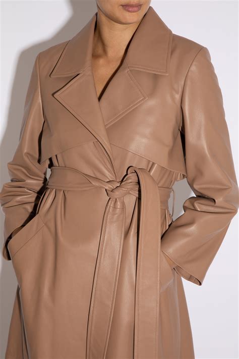 Leonora Trench Coat In Leather In Taupe Verheyen London