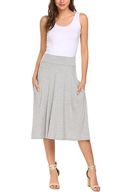 Qearal Fit And Flare Skirts For Women Knee Length Elastic High Waisted