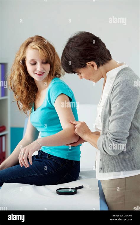 Dermatology Consultation Woman Stock Photo Alamy