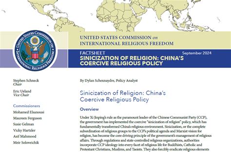 USCIRF Releases New Report On Chinas Sinicization Of Religion Policy