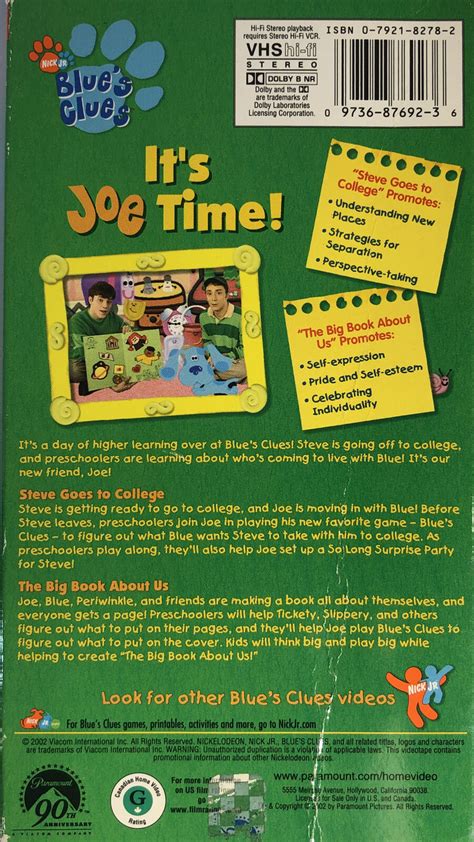 Blues Clues Its Joe Time Vhs 2002 For Sale Online Ebay