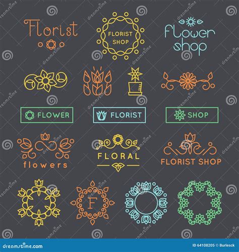 Floral Jardinage Et Logos De Fleuriste Labels Illustration De Vecteur