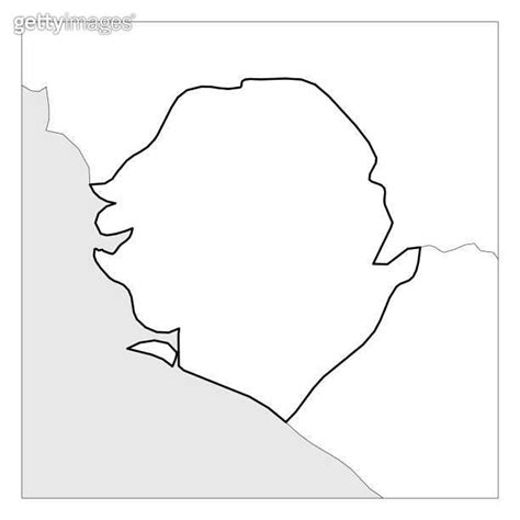 Map Of Sierra Leone Black Thick Outline Highlighted With Neighbor