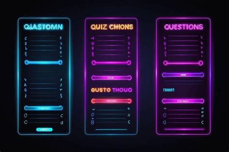 Quiz Questions And Test Menu Choice Neon Template Tv Show Or Trivia