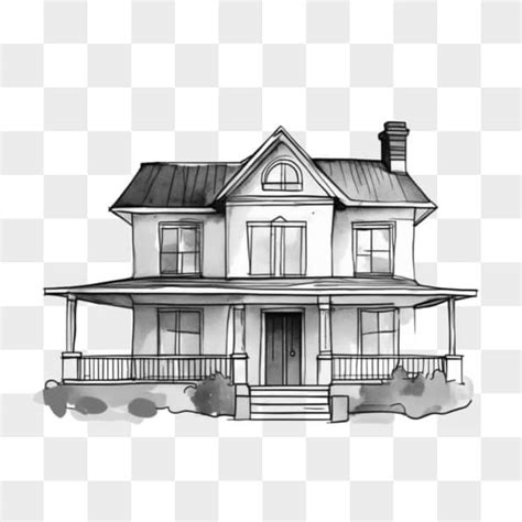 Download Traditional Styled House Drawing For Home Decor And Interior