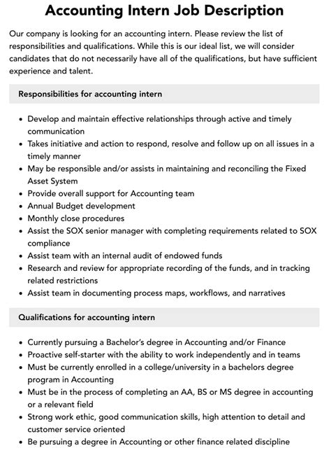 Accounting Intern Job Description Velvet Jobs