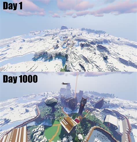 Same place, 1000 days later : r/Minecraft