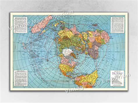 Flat Earth Map Polar Azimuthal Equidistant Projection 1943 - Etsy