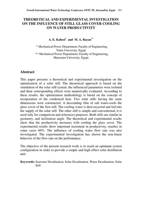 Pdf Theoretical And Experimental Investigation On The Influence Of