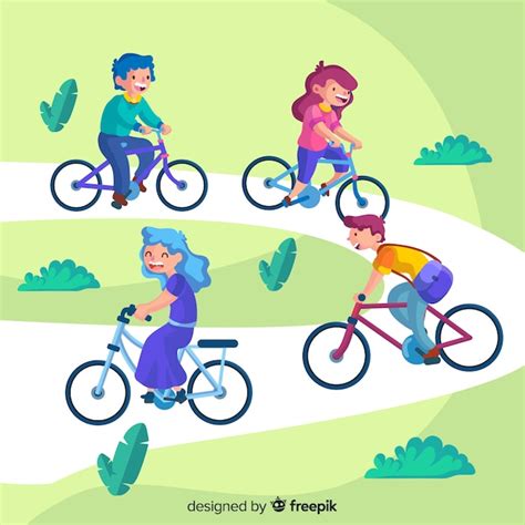 Pessoas Andando De Bicicleta No Parque Vetor Grátis