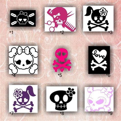 Girly Skulls Vinyl Decals 1 9 Custom Car By Creativestudio805