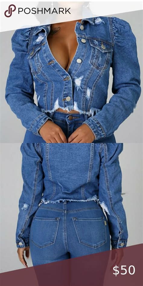 Puff Sleeve Denim Jacket Crop Jacket Denim Jacket Plus Fashion