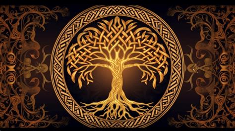 Premium Ai Image A Gold Celtic Tree Of Life With A Celtic Pattern