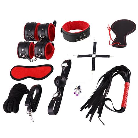 Kit Sadomasoquismo Bdsm 10 Peças Fetiche Bondage Chicote Erotico Algema