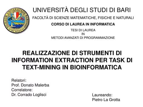 Ppt Universit Degli Studi Di Bari Facolt Di Scienze Matematiche