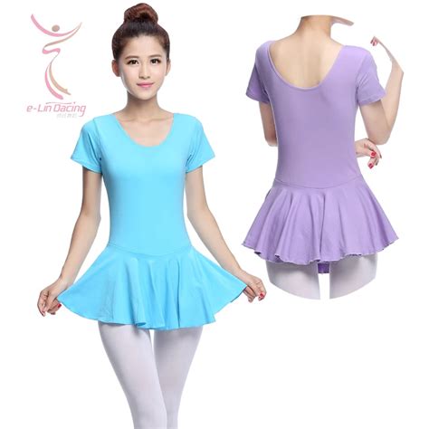 Adult Ballet Dance Leotard One Piece Dress Female Short Sleeve Ballet