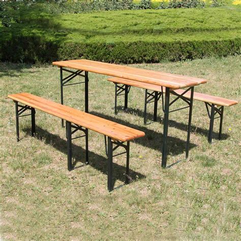 Outdoor Wooden Folding Beer Table Bench Set