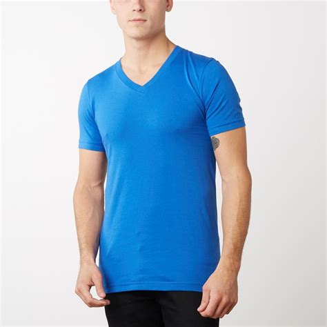 Organic Cotton Semi Fitted V Neck T Shirt Royal Blue V Neck T Shirt T Shirt Mens Tops