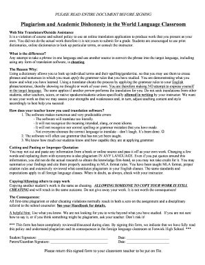 Plagiarism Contract Fenwick High School Fill And Sign Printable