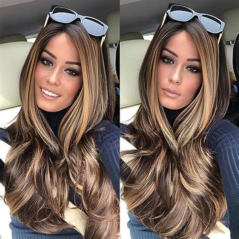Amazon JOUKAYEA Long Wavy Ombre Honey Blonde Brown Wig For White Black Women Synthetic