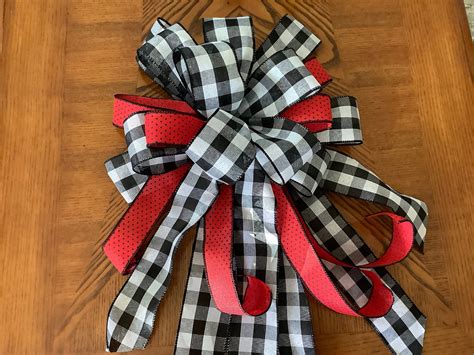 Buffalo Plaid Bow Farmhouse Bow Lantern Bow Wreath Bow Red And