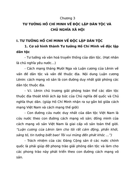 CHƯƠNG III Tthcm về độc lập dân chủ và chủ nghĩ xã hội Chương 3 TƯ