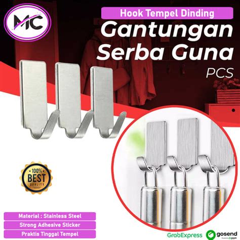 Jual Gantungan Kunci Tempel Dinding Stainless Hook Kail Perekat