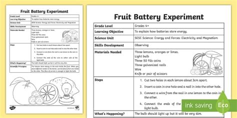 Fruit Battery Science Experiment Hecho Por Educadores